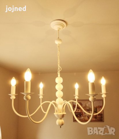 Изчистен модерен бял полилей,класическо осветление хол,всекидневна,трапезария,спалня,лампа шаби шик, снимка 5 - Лампи за таван - 26634661