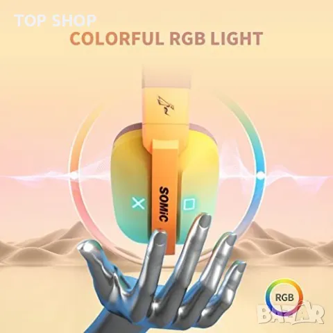 Нови SOMiC G810 Безжични леки слушалки с микрофон 50 часа работа PS4/5, снимка 5 - Bluetooth слушалки - 49444612