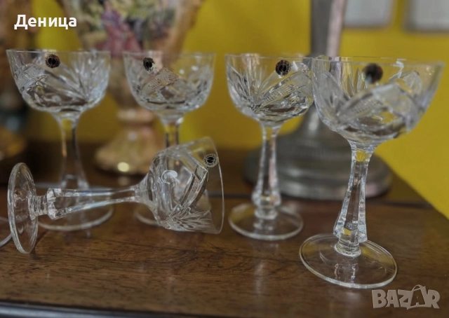 Сливенски кристални чаши “Зорница” 6 броя-90 мл пълни Наличен етикет Цена-120 лв/61.36€, снимка 2 - Сервизи - 52544297