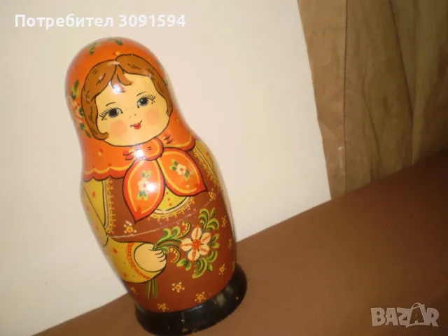 Стара красива голяма Руска кукла държач за бутилки 35 см височина, снимка 4 - Антикварни и старинни предмети - 49388235
