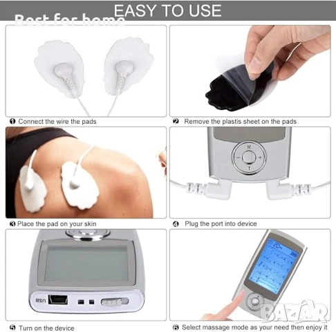  Tens EMS масажор за облекчаване на болка, електрическа мускулна стимулаци с 16 тренировъчни програм, снимка 6 - Масажори - 51040661