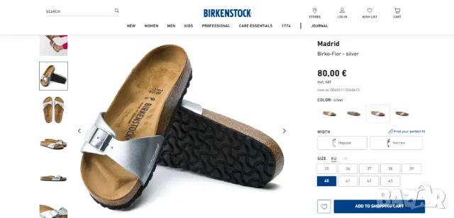 Birkenstock Madrid Birko номер 40 -Flor Sandals - Regular - Silver , снимка 5 - Сандали - 50169646