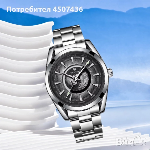 Tevise Earth Автоматичен Механичен часовник,неръждаема стомана,водоустойчив, снимка 6 - Мъжки - 52799732