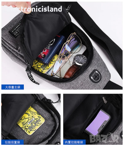 Ежедневна спортна водоустойчива Мъжка чанта за през гърди и рамо Нова мода в корейски стил, снимка 4 - Чанти - 44900164