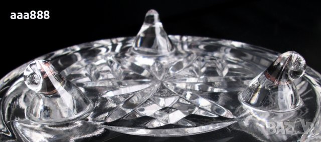Фруктиера на крачета чешки кристал Бохемия, снимка 5 - Прибори за хранене, готвене и сервиране - 36925823