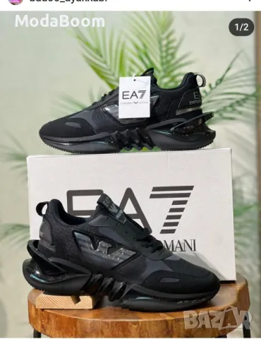 Emporio Armani черни мъжки маратонки , снимка 2 - Маратонки - 48251461