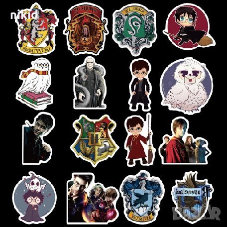 1 вид 50 бр Хари Потър harry potter самозалепващи лепенки стикери за украса декор картонена торта, снимка 3 - Други - 28674916