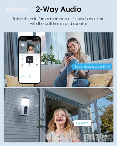 ANRAN 2K безжична соларна охранителна камера с прожектор, PIR детектор, снимка 6 - IP камери - 51719849
