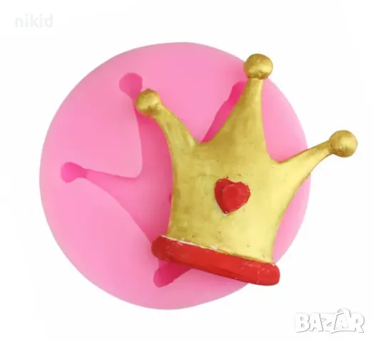 Корона със сърце силиконов молд форма фондан шоколад декор украса