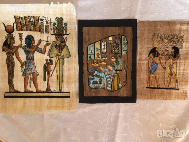 Египетски папирус, ръчна изработка от най-високо качество, лот от 2003 г., снимка 2 - Декорация за дома - 52109033
