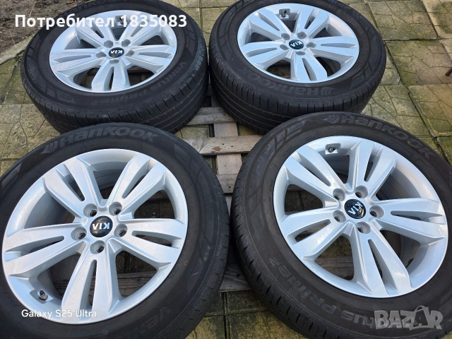 Лети джанти 17ки 5х114.3 Kia + летни гуми 225/60/17 Hankook, снимка 3 - Гуми и джанти - 53293670