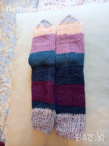 Ръчно плетени детски чорапи, ходило 21 см., снимка 2 - Чорапи - 43128157