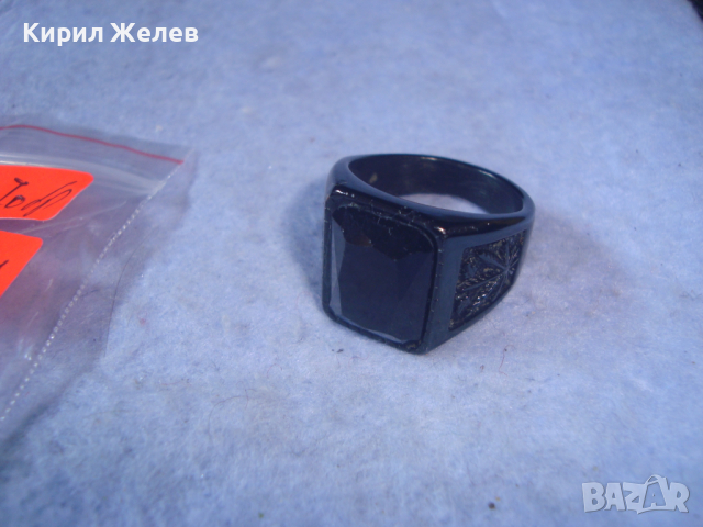 КРАСИВ СТОМАНЕН ПРЪСТЕН с ЧЕРЕН ФАСЕТ - КРИСТАЛ ЛАКИРАНА БЛАГОРОДНА НЕРЪЖДАЕМА СТОМАНА 26617, снимка 11 - Пръстени - 36410651