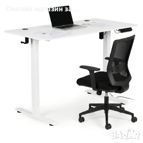 Електрическо бюро, 120x60 см, регулируема височина 72-117 см, бял, ModernHome, снимка 8 - Бюра - 53380319
