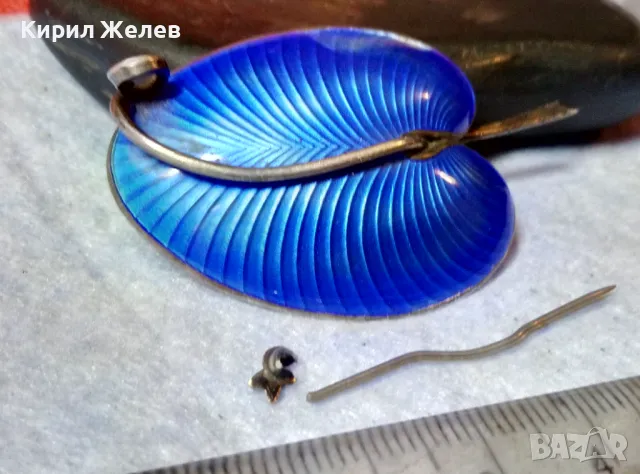 DEL METALL 925 S STERLING NORWAY ВИНТИДЖ ЕМАЙЛИРАНА СРЕБЪРНА БРОШКА СРЕБРО 925 АВТОРСКА СТАРА 49316