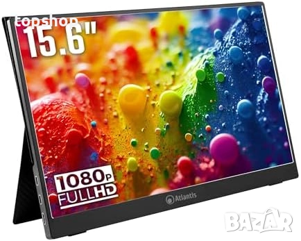 Нов Atlantis 16-инчов преносим монитор 1080P Full HD 1920x1080 HDMI/Type_C високоговорител 2x1W ...