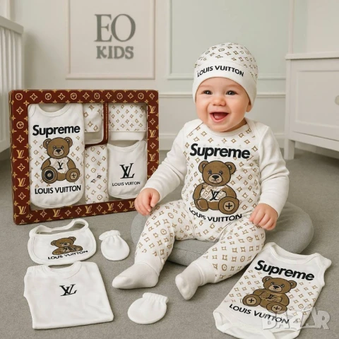 Бебешки комплект Levi's karl lagerfeld fendi Moncler louis vuitton calvin klein , снимка 8 - Комплекти за бебе - 51206869