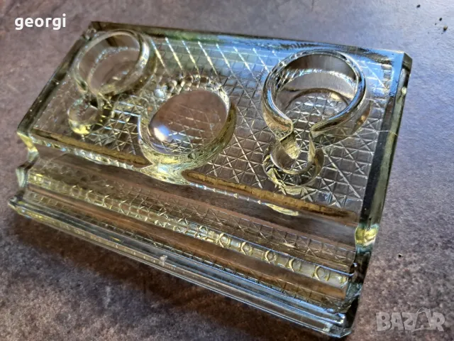 Стара стъклена мастилница 25/5, снимка 3 - Антикварни и старинни предмети - 50330964