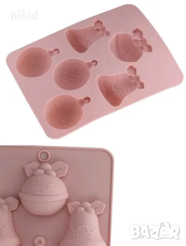 Коледни топки Коледна топка играчки камбана едри силиконов молд форма шоколад гипс , снимка 3 - Форми - 48165021