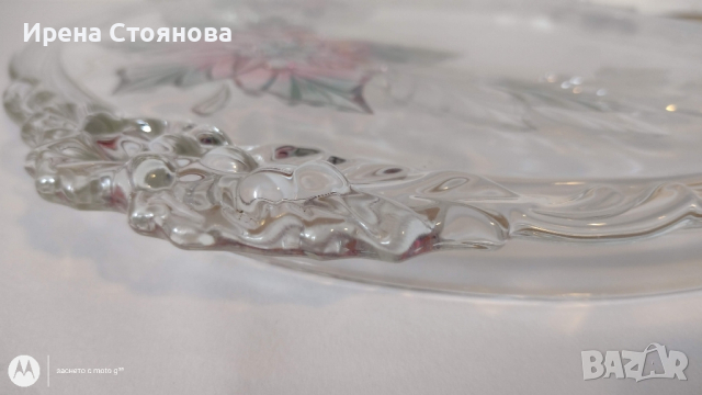 Кристален поднос за торта Holiday Bloom by Mikasa Poinsettia, снимка 5 - Чинии - 44872982