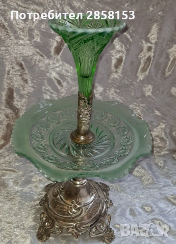 Старинна посребрена поставка Арт Деко, Epergne, снимка 4 - Антикварни и старинни предмети - 50623848