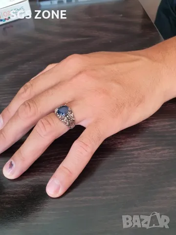 Мъжки Сребърни Пръстени с Естествени Камъни, снимка 5 - Колиета, медальони, синджири - 49932200