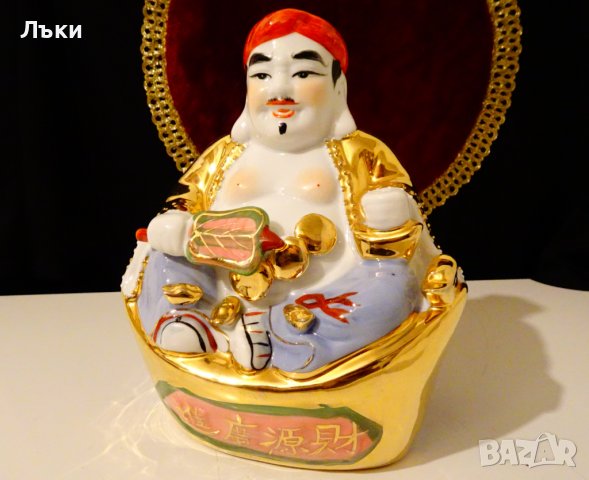 Китайска порцеланова фигура Буда,злато,фън-шуй. , снимка 13 - Статуетки - 38492158