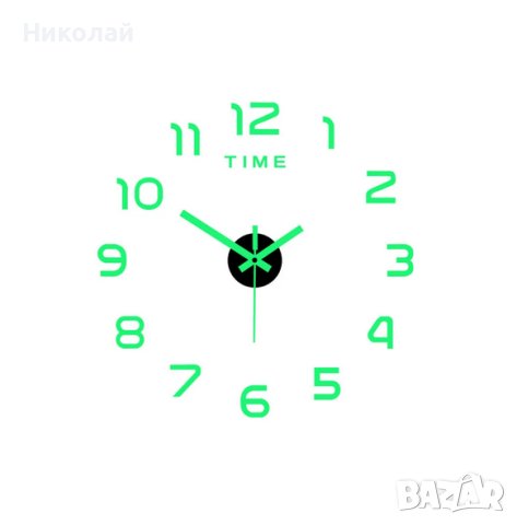 Светещ стенен часовник 40 см. Луминисцентен часовник за стена, светещ в тъмното , снимка 2 - Стенни часовници - 43477309