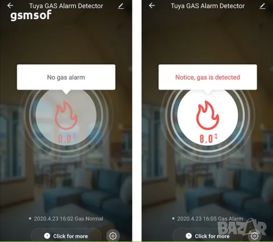 WiFi алармен датчик за изтичане на газ с известяване на телефон, снимка 2 - Друга електроника - 47715375