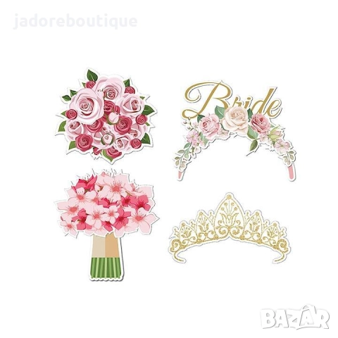 32 броя/ к-кт Парти аксесоари за снимки/ топери за годежно парти, снимка 2 - Декорация - 52060495