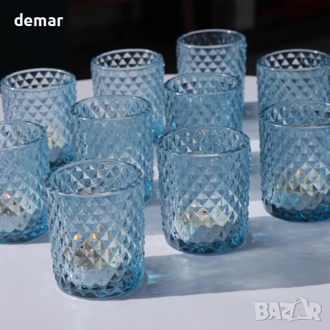 Свещници за чаени свещи за декорация 12 бр., сини, снимка 3 - Декорация за дома - 43118149