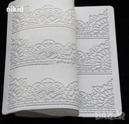 3 еднакви реда голяма дантела подложка силиконов молд форма за украса торта гъмпейст захарна, снимка 2 - Форми - 32392033