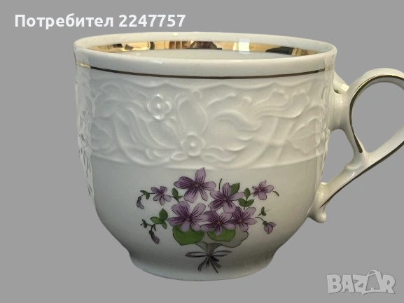 Троен сет порцелан Теменужка, снимка 4 - Антикварни и старинни предмети - 53057560