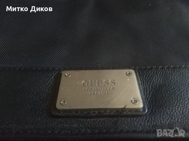 Guess мъжка чанта маркова за през рамо лаптоп естествена кожа -промазан плат 37х27х9см като нова, снимка 2 - Чанти - 39245090