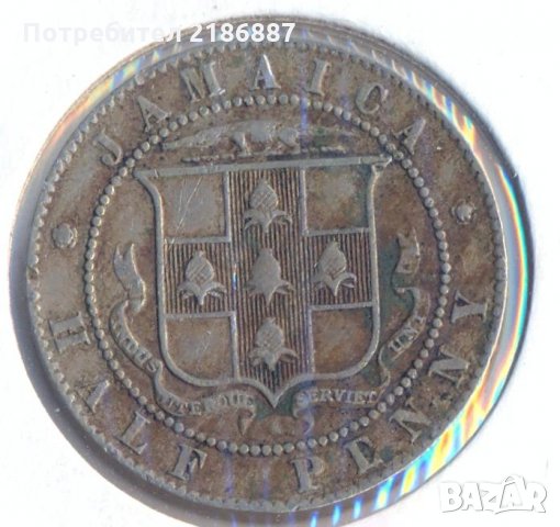 Стара монета Ямайка половин пени 1906 година