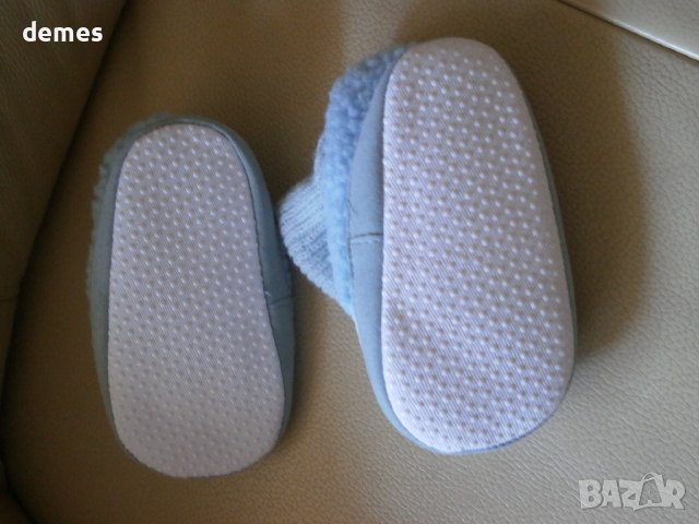Бебешки терлички с кожена подметка, сини, снимка 3 - Детски пантофи - 39726431
