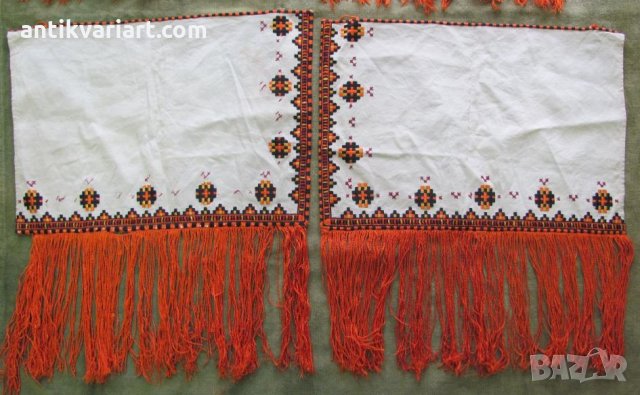 19 век Ръчно Бродирани Комплект Столовки и Пано за стена, снимка 10 - Антикварни и старинни предмети - 27399336