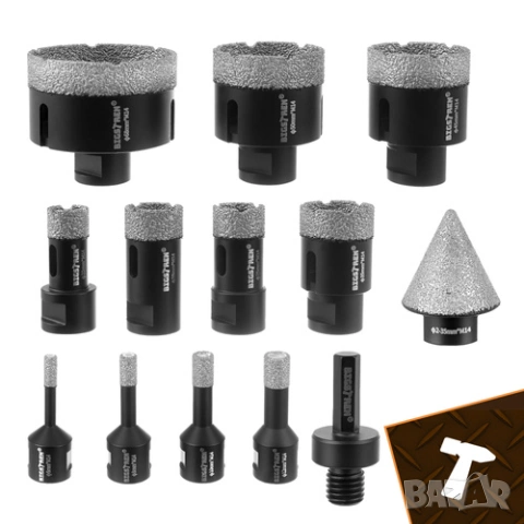 Комплект диамантени боркорони - 7 и 13 части, снимка 3 - Диамантени и режещи инструменти - 53597621