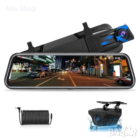 Jansite 10" Mirror Dash Cam Full Touch Screen