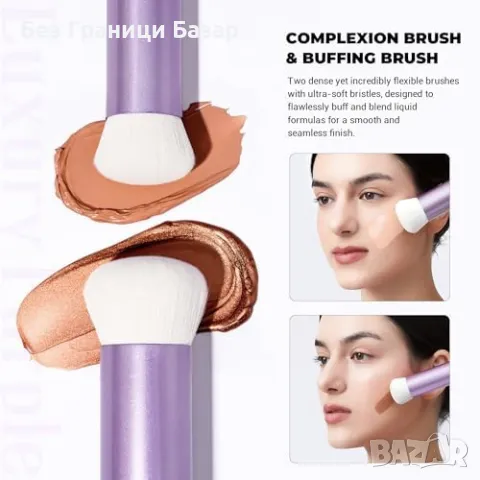 Нов комплект 4 броя Четки за Грим Кабуки Фон дьо тен Контур Пудра лице, снимка 3 - Други - 49965285