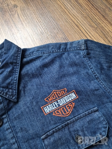 Страхотна мъжка дънкова риза HARLY DAVIDSON, размер XL, снимка 6 - Ризи - 52800667