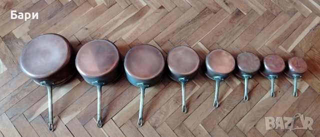 Стари медни тигани,тиган,касерола,тенджера-8бр., снимка 3 - Съдове за готвене - 52234591