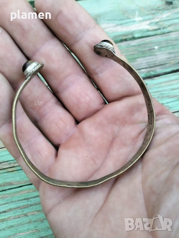 Стара посребрена гривна с естествени камъни тигрово око, снимка 5 - Антикварни и старинни предмети - 51545373