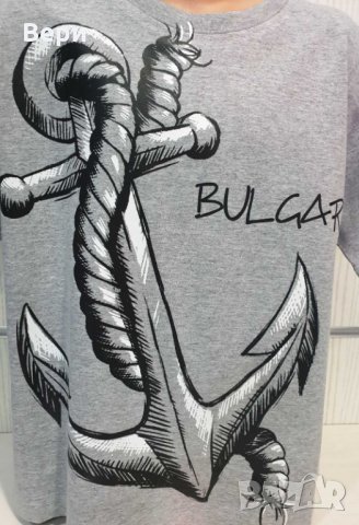 Нова детска сива тениска с трансферен печат Котва, Морска, България, снимка 2 - Детски тениски и потници - 28462491