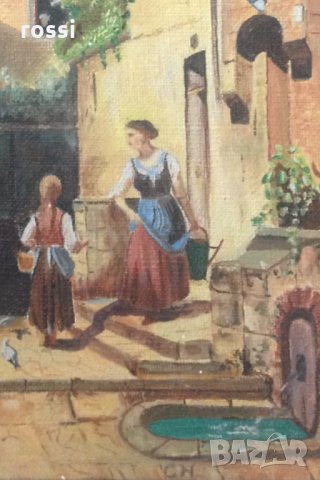 Старинна картина. Платно. Маслени бои. Хусарят по Carl Spitzweg(1808-1885). Репродукция., снимка 3 - Колекции - 26682372