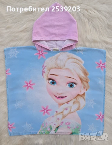 Детско пончо за плаж Елза и Ана , снимка 4 - За банята - 51305030