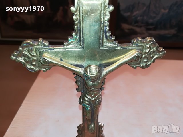 🛑📢GARANTIERT MASSIV MESSING-КРЪСТ С ХРИСТОС 1010221322, снимка 2 - Антикварни и старинни предмети - 38281463