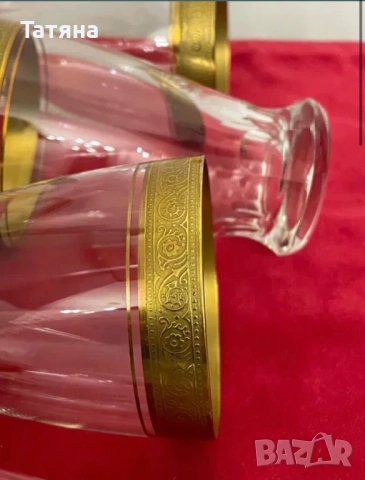 5 кристални чаши серия "CONCORDE", 24-каратно злато, THERESIENTHAL, снимка 8 - Други ценни предмети - 53125306