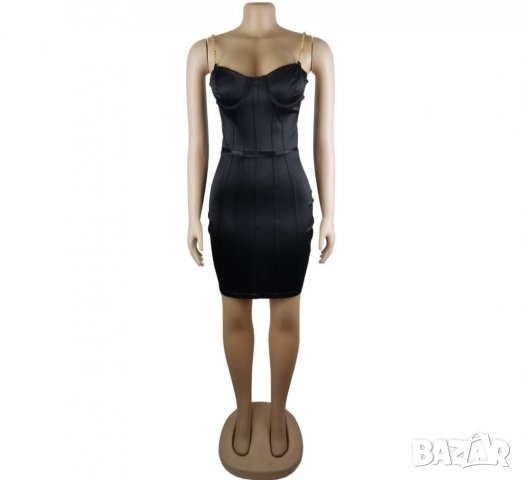 Черна рокля сатен с верижки , снимка 7 - Рокли - 35057151