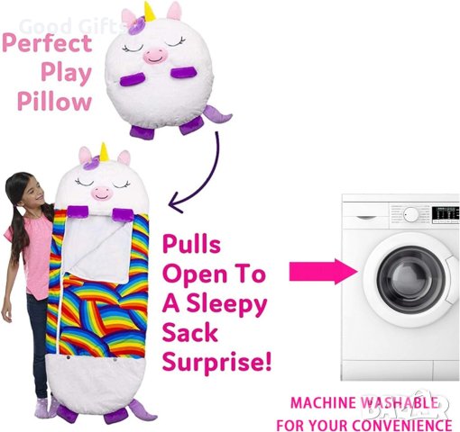 2в1 Детски спален чувал HAPPY NAPPERS , Бял Еднорог, снимка 7 - Спални чували за бебета и деца - 43389855